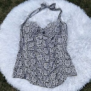 Kona Sol for Target Black and White Halter Swim Top Size Medium